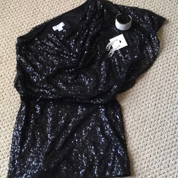 Jessica Simpson One Shoulder Sequined Mini Dress